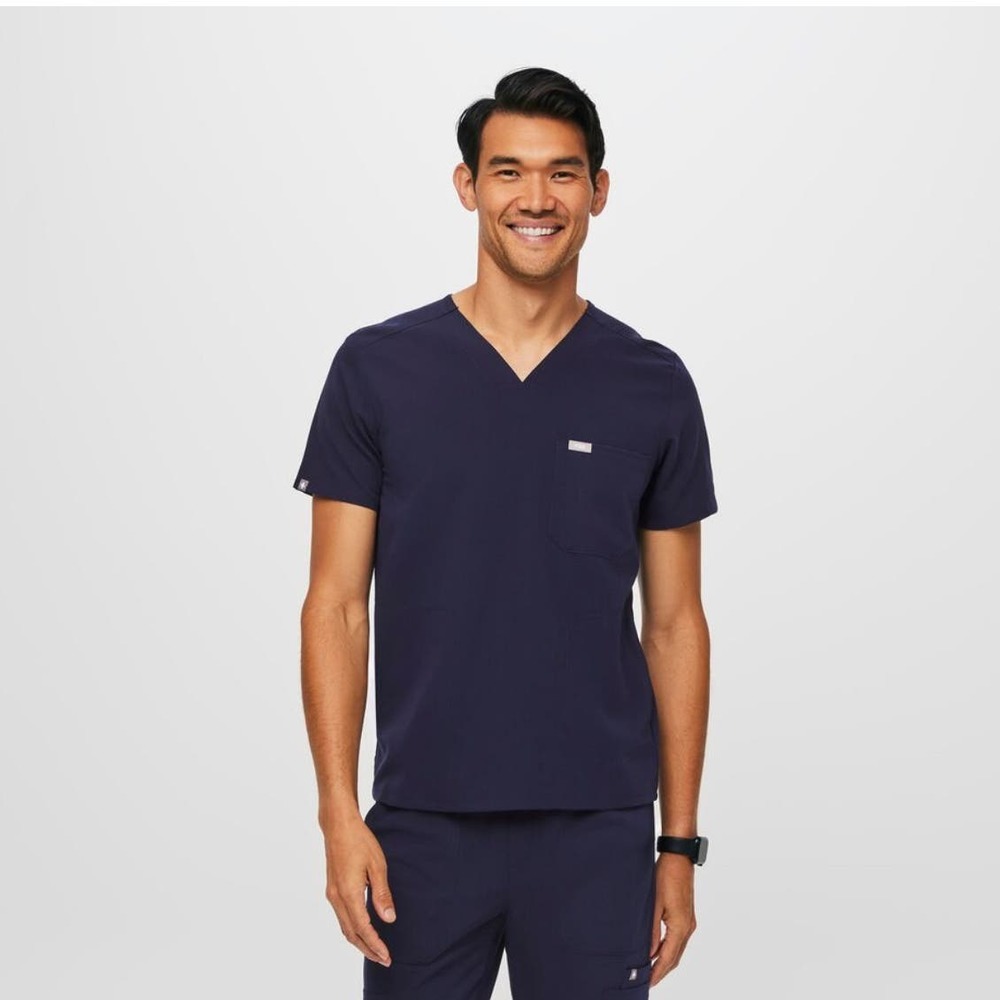 Figs Men's Deep Blue V-Neck Shirt